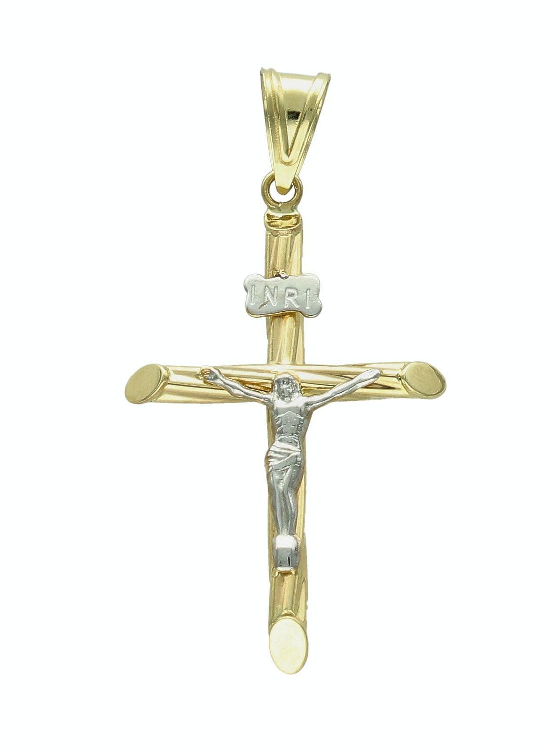 Złota zawieszka Krzyż z pasyjką 585 krzyżyk z wizerunkiem Jezusa ZA 7470.jpg